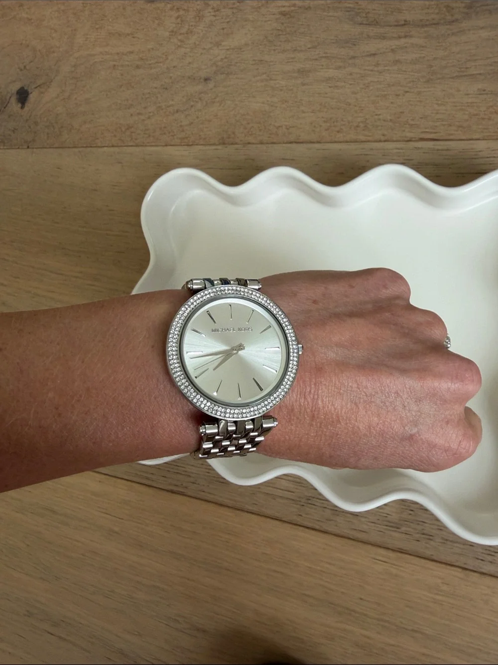 Michael Kors Silver Watch with Pave Accents